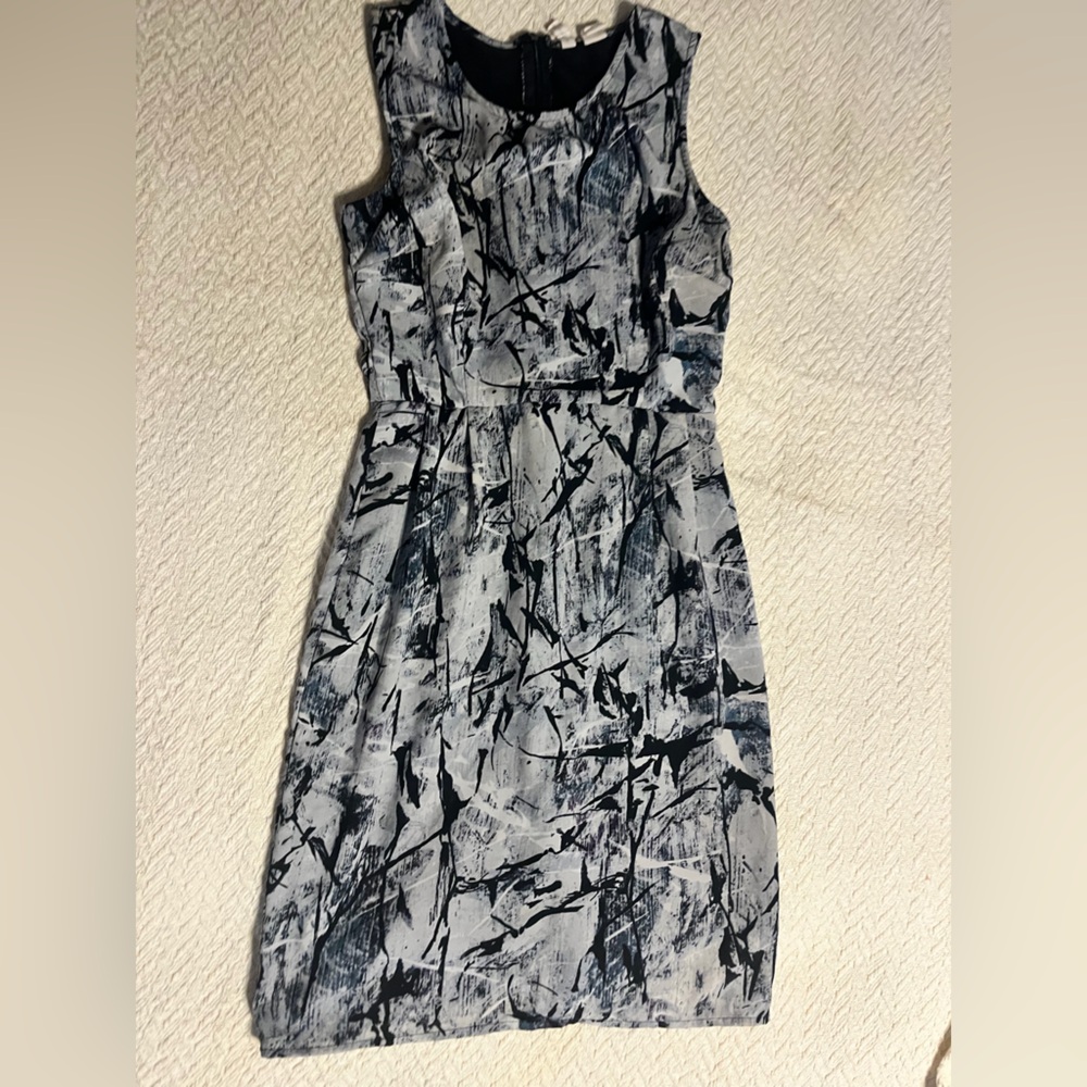 Japna Black and White Abstract Midi Dress